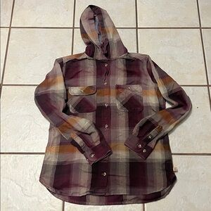 Carhartt Hooded Plaid Shirt in Brown 10-12